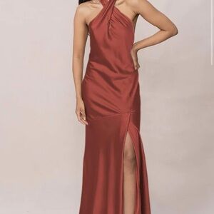 Revelry Athena Halter Maxi Dress Cinnamon Rose